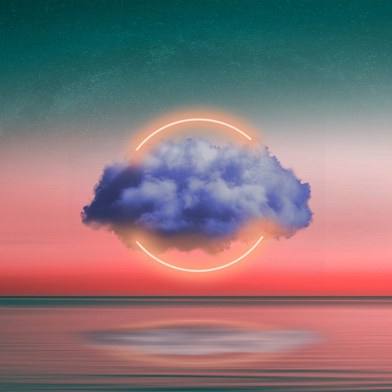 cloud, stars, ocean